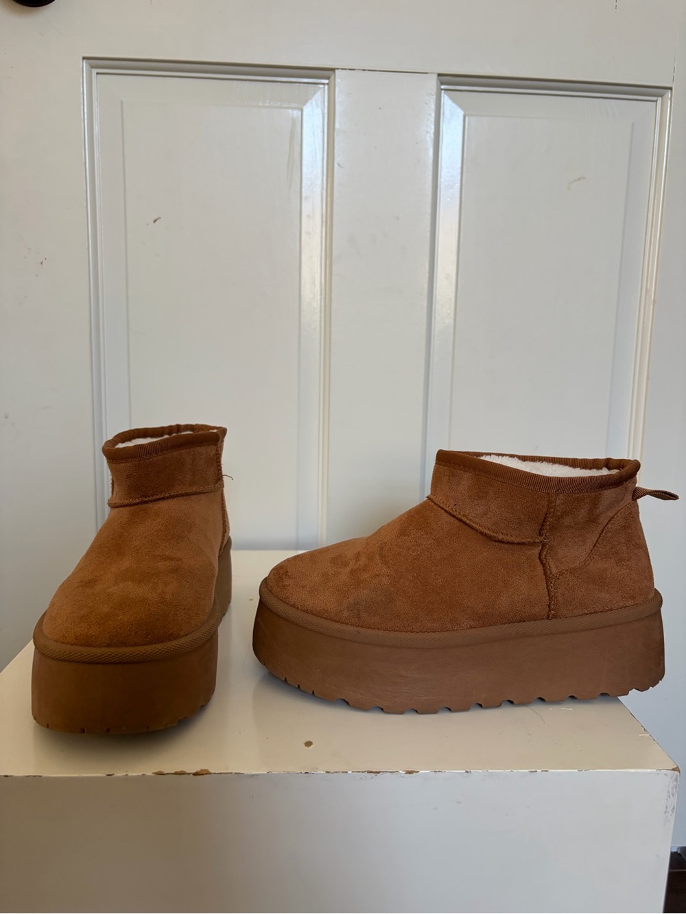 Platform Ankle Booties in Brown